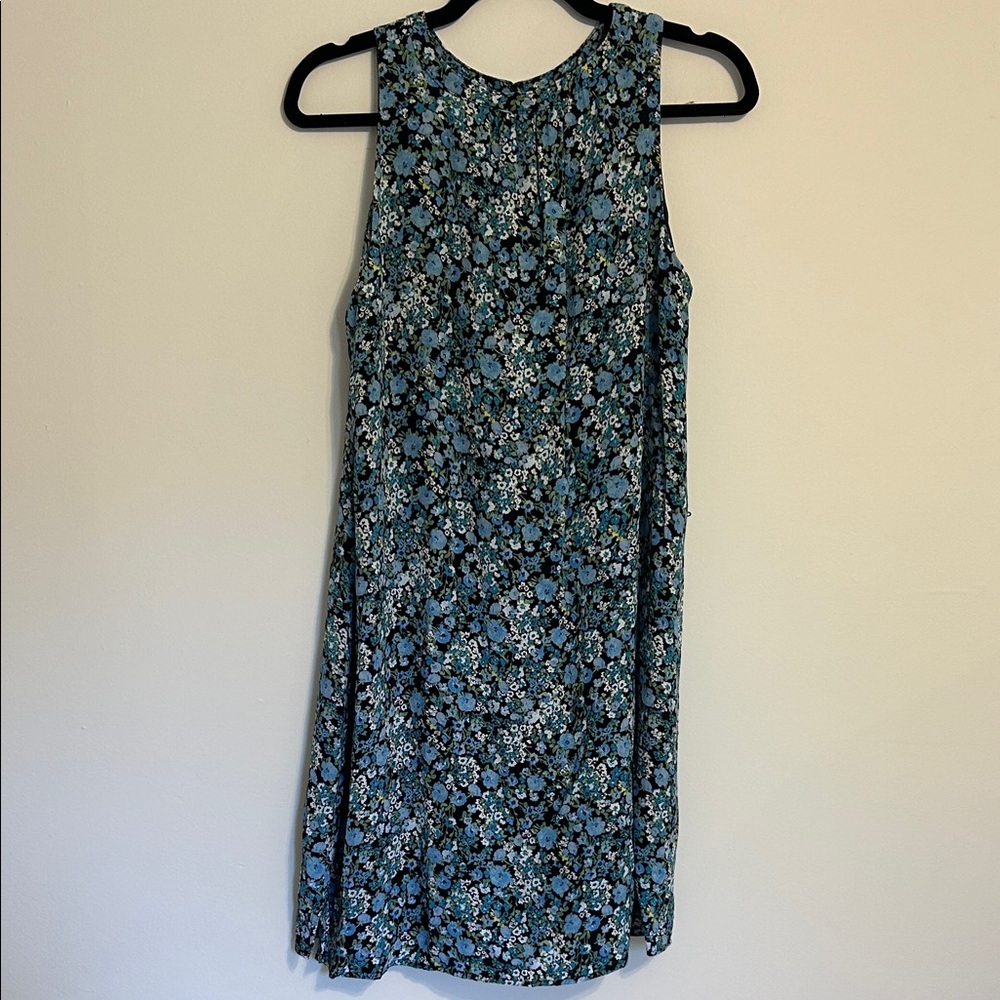 LOFT Floral Mini Dress - Blue and Black